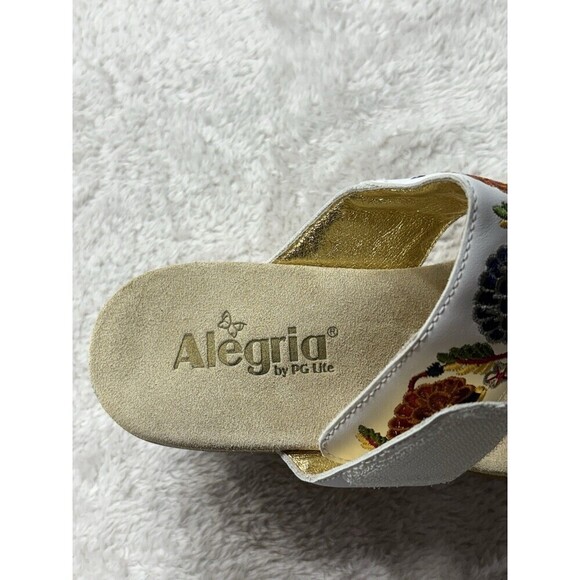 Alegria Lin 600-N White Needles & Pins Embroidered Comfort Sandals EU 37 US 7 - Picture 8 of 12